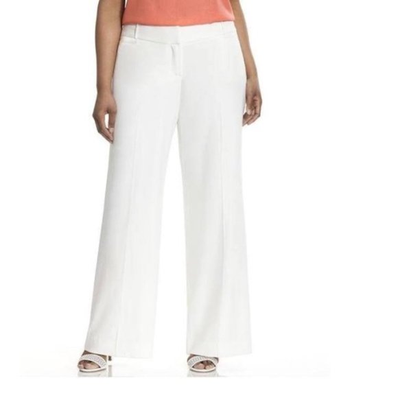Lane Bryant Pants - Lane Bryant Cream Business Casual Moderately Curvy Fit Wide Leg Trousers Pants